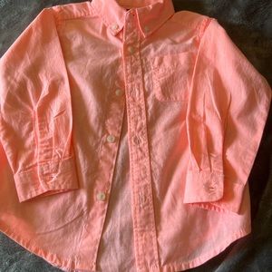 3T boys pink/salmon long sleeve button up shirt